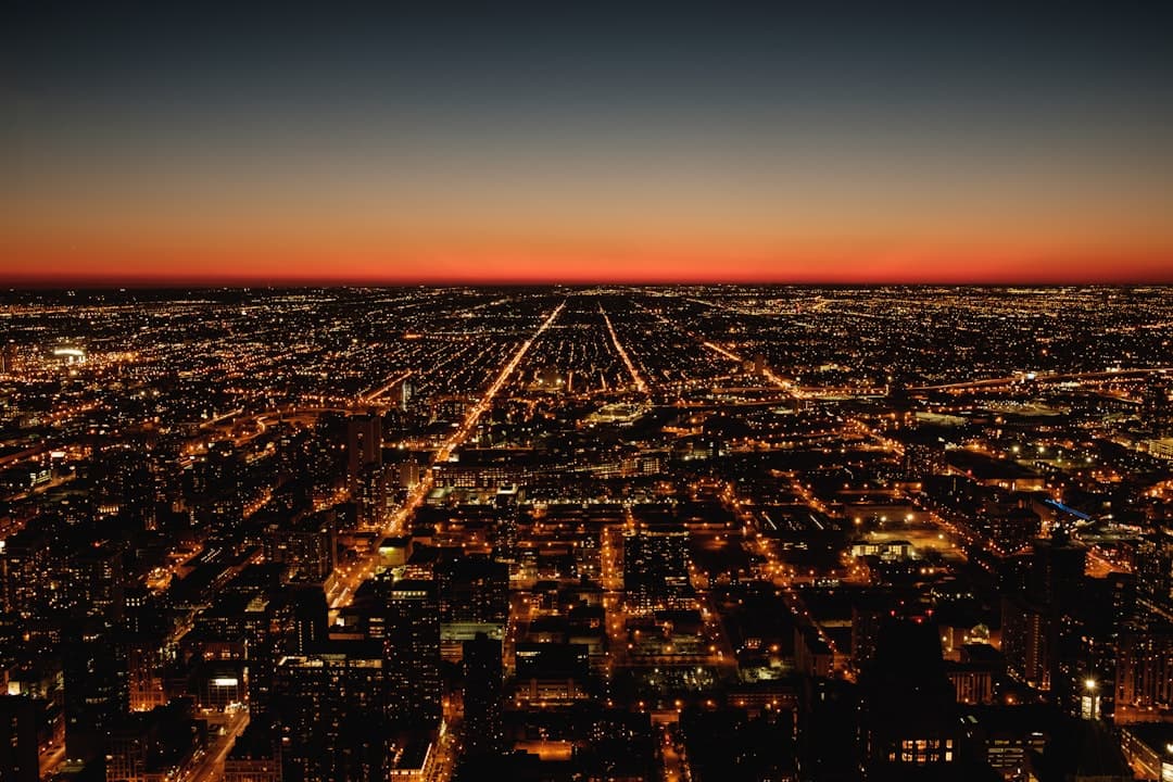 American city at dusk representing residential and urban property crime statistics across the United States