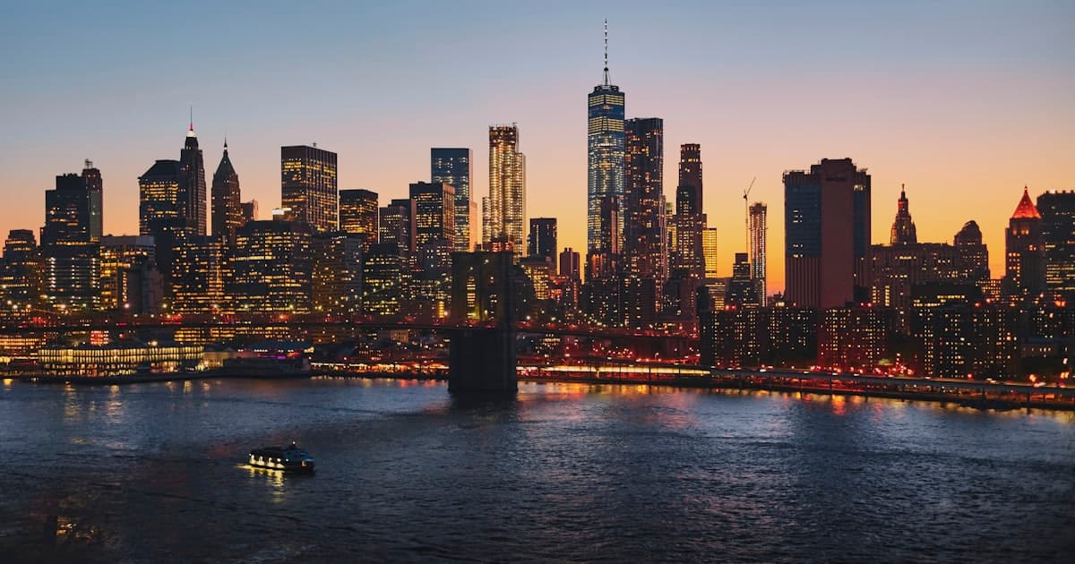 Lower Manhattan skyline at dusk — New York leads U.S. states by GDP per capita in 2026